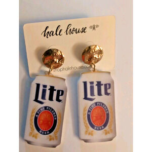 Hale House New Miller Lite Beer Can Earrings Dangle New On Card